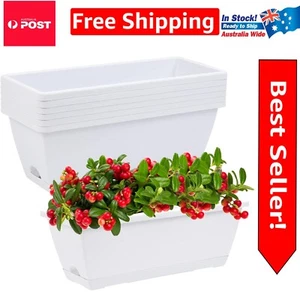 Durable 7-Pack Rectangular Plastic Planters with Drainage Trays for Any Space - Picture 1 of 9