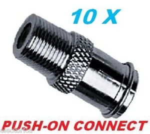 10 X EASY PUSH ON MALE to FEMALE CONNECTOR RG6 RG59 COUPLER COAX CABLE ADAPTER - Picture 1 of 2