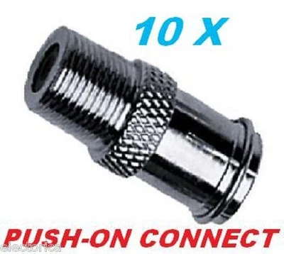 10 X EASY PUSH ON MALE to FEMALE CONNECTOR RG6 RG59 COUPLER COAX CABLE ADAPTER  - Image 1 of 2