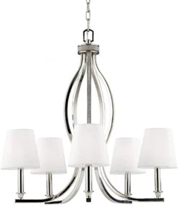 Feiss F2967/5PN 5-Light Chrome Chandelier with Glass Shades 25" x 25" - Picture 1 of 2