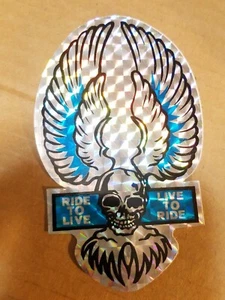 HARLEY DAVIDSON WINGS VINTAGE 1970's PRISM STICKER MOTORCYCLE NOS DECAL 2.5 x 4" - Picture 1 of 2