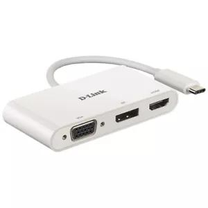 D-Link 3-in-1 Adapter, Type USB-C to HDMI/VGA/DisplayPort, DUB-V310 3, White - Picture 1 of 2