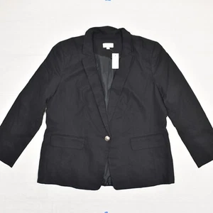 Giacca blazer donna un bottone Loft nuova tinta unita lyocell nero taglia 18 ufficio - Foto 1 di 8