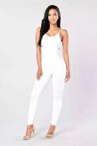Traje Mono Completo Blanco sin Mangas Mujer Cómodo Ligero Pantalones 4679 - Imagen 1 de 1