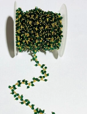 Rosario colgante con racimo para hacer joyas con cuentas, cadena para vientre con cuentas hidráulicas verdes de 3 mm Foto 1 de 4
