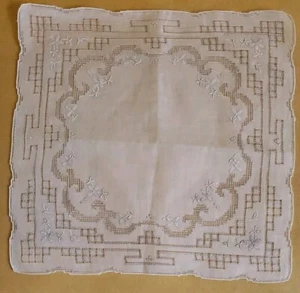 Antique Embroidery and Intricate Drawnwork Wedding Cotton Handkerchiefs - Picture 1 of 6