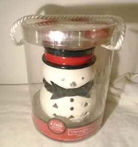 YANKEE CANDLE Sparkling Cinnamon Snowman Tealight Holder 4 Tealights - Picture 1 of 7
