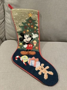Vintage Needlepoint Christmas Stocking -Kurt Adler Mickey Mouse - Picture 1 of 12