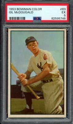 1953 Bowman Color #63 Gil McDougald PSA 5 Yankees  (5746) - Image 1 of 2