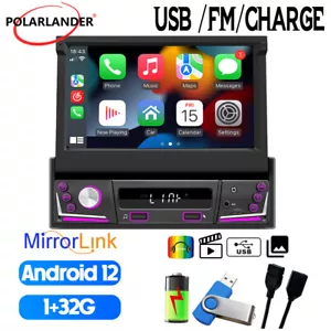 7" Single Din 1+32G Flip Out Wireless Carplay Android Auto Car Radio BT WiFi/GPS - Picture 1 of 19