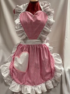HANDMADE RETRO VINTAGE 50s STYLE FULL APRON with HEART SHAPED TOP & POCKET - Picture 1 of 97