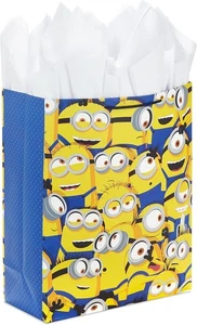 Hallmark 15" Extra Large Gift Bag with Tissue Paper (Minions) Yellow, Blue  - Picture 1 of 6