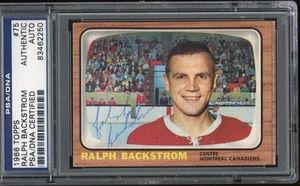Ralph Backstrom Signed 1966-67 Topps Canadiens Card #75 PSA Slabbed #83462250 - Bild 1 von 2