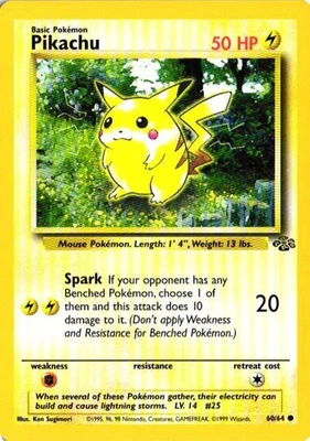 Pikachu Jungle 60/64 Pokemon WOTC Card Unlimited LP/MP Non Holo Vintage Common - Image 1 of 2