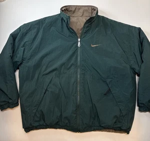 Giubbotto bomber imbottito trapuntato reversibile Nike vintage anni 90 verde marrone uomo XL - Foto 1 di 10