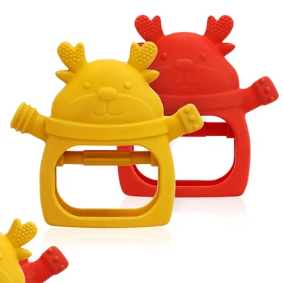 Детские игрушки для прорезывания зубов 0-6 6-12 месяцев пищевая силиконовая перчатка для прорезывания зубов упаковка 2 шт. - Изображение 1 из 4