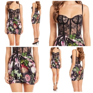 Katie May Man Whisperer Dress L Dark Garden Black Lace Corset Bustier Mini Fairy - Picture 1 of 21