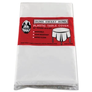 Tablemate Table Set Round Table Cover Plastic 84" dia White 6/Pack 84WH - Picture 1 of 3