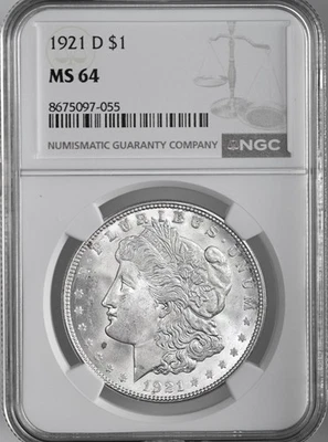 1921-D  $1 MORGAN SILVER DOLLAR  "DENVER MINT"  NGC MS64 #8675097-055 - Image 1 of 4
