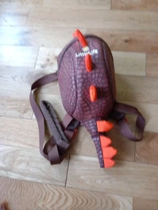 Littlelite Dinosaur Backpack With Reins Orange And Brown - Picture 1 of 3