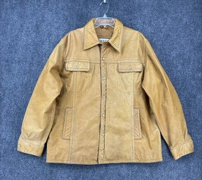 DE COLECCIÓN M Julian Wilson Cuero Amarillo Cierre a Presión Hombre’s Grande Retro Hipster Foto 1 de 4