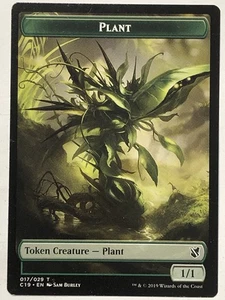 MTG TCG - 2X Plant Token 017/029/Morph Token 027/029 Commander 2019 - NM - Picture 1 of 2