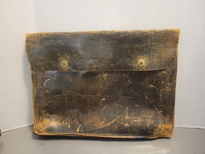 Vintage Era da Segunda Guerra Mundial Pasta de Navegação de Couro Bolsa de Arquivo Anexar Antiga  - Imagem 1 de 4