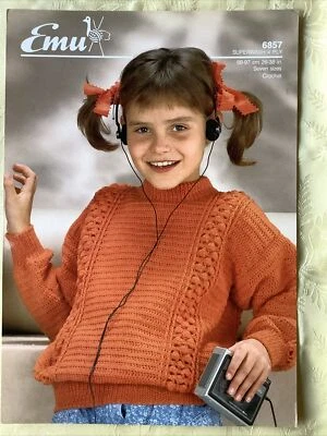 Emu CROCHET pattern 6857. Sweater 26-38". 4 ply. NEW, old stock - Image 1 of 3