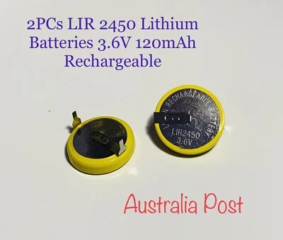 2  × LIR2450 Rechargeable Button Batteries 3.6V 120 mAh lithium batteries - image 1 of 2