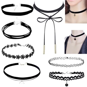 Black Choker with Charm or Plain Necklace - Picture 1 of 27