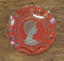 Royal Memorabilia Red Glass Dish Queen Elizabeth Jubilee