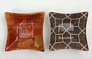 Prima Design Pair of 5" Sq. Glass Dishes for Candy Nuts Rings Trinkets MCM Style - Picture 1 of 7