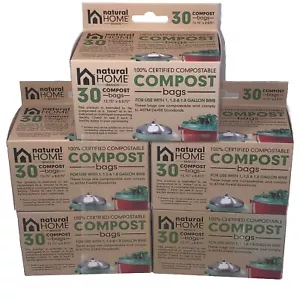 (5x) Natural Home 100% Compost Bin Bags Total Of 150 Bags 🌎 SHIPS FREE IN U.S. - Picture 1 of 1