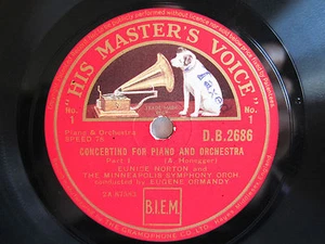 78rpm EUNICE NORTON (Piano) plays HONEGGER CONCERTINO - HARD TO FIND ! - Picture 1 of 1