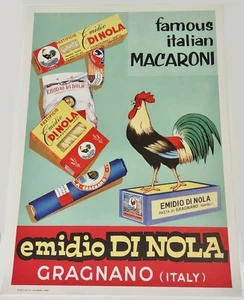 ULTRA RARE! Vintage MCM DiNola Makkaroni Lebensmittelhändler Litho 50er-60er Neapel Italien NEUWERTIG! - Bild 1 von 6