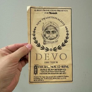 Vtg DEVO Tour Handbill / Flyer NOVEMBER 12 1981 FOX Theatre Atlanta GA Original - Picture 1 of 7