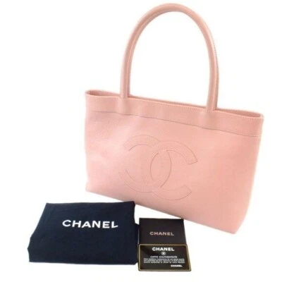 Bolsa tote de ombro CHANEL CC atemporal logotipo caviar bolsa de couro rosa - Imagem 1 de 4