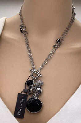 Precioso collar negro/cristal del mercado negro de la Casa Blanca de dos maneras NUEVO Foto 1 de 4