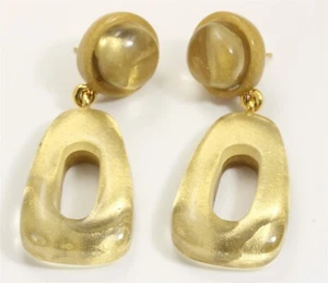 Dominique Denaive Gold Tone Resin Geometric Drop Post Earrings - Picture 1 of 3
