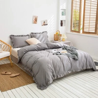 Romantic Ruffle Duvet Cover Set, King/Queen/ twin Size Soft Elegant Bedding Set - Image 1 of 4