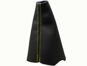 PEUGEOT PARTNER II (2008-2016) Cuffia Leva Cambio 100% Pelle - Cuciture Giallo - Picture 1 of 1