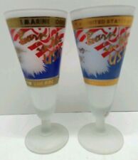 Born in the USA Navy & Marines Military Frosted Glass Set of 2 Patriotic Barware