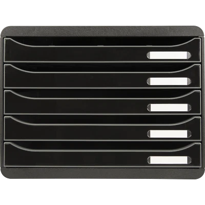 Exacompta Schubladenbox BigBoxPlus Horizon Quer 5 Schub Schwarz Glossy 308714D