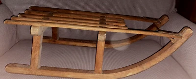 Antiguo trineo suizo de madera Davos 29" Foto 1 de 4