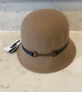 WOMEN'S SCALA BUCKET HAT TAN WITH BLACK ACCENT NEW WITH TAGS ~ ONE SIZE - Picture 1 of 3