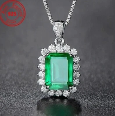 Starlite 10 ct Lab created Moissanite/Diamond  Emerald  Pendent and Earrings set - Image 1 of 4