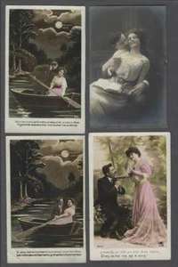 Lot of 7 Original French Christmas and Greetings Postcards with Lovers - Bild 1 von 4