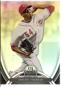 2013 TOPPS AROLDIS CHAPMAN CALLING CARD REDS 2013 BOWMAN PLATINUM CHAPMAN HOT - Picture 1 of 2
