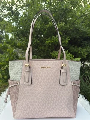 Michael Kors Voyager Large Tote Mk Logo Powder Blush Multi - Image 1 of 4