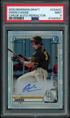 2020 Bowman Draft Owen Caissie 1st Bowman Chrome Refractor Auto #'d /499 PSA 9 - Image 1 of 2